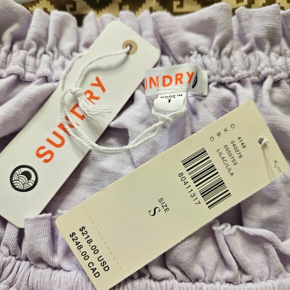 NWT SUNDRY Anthropologie Womens Midi Dress SZ Small Lilac Smocked Waist USA - Picture 4 of 12